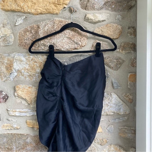 KHAITE Louie Gathered Satin Sarong Midi Skirt Black MSRP $820 Womens 4 - Picture 10 of 16